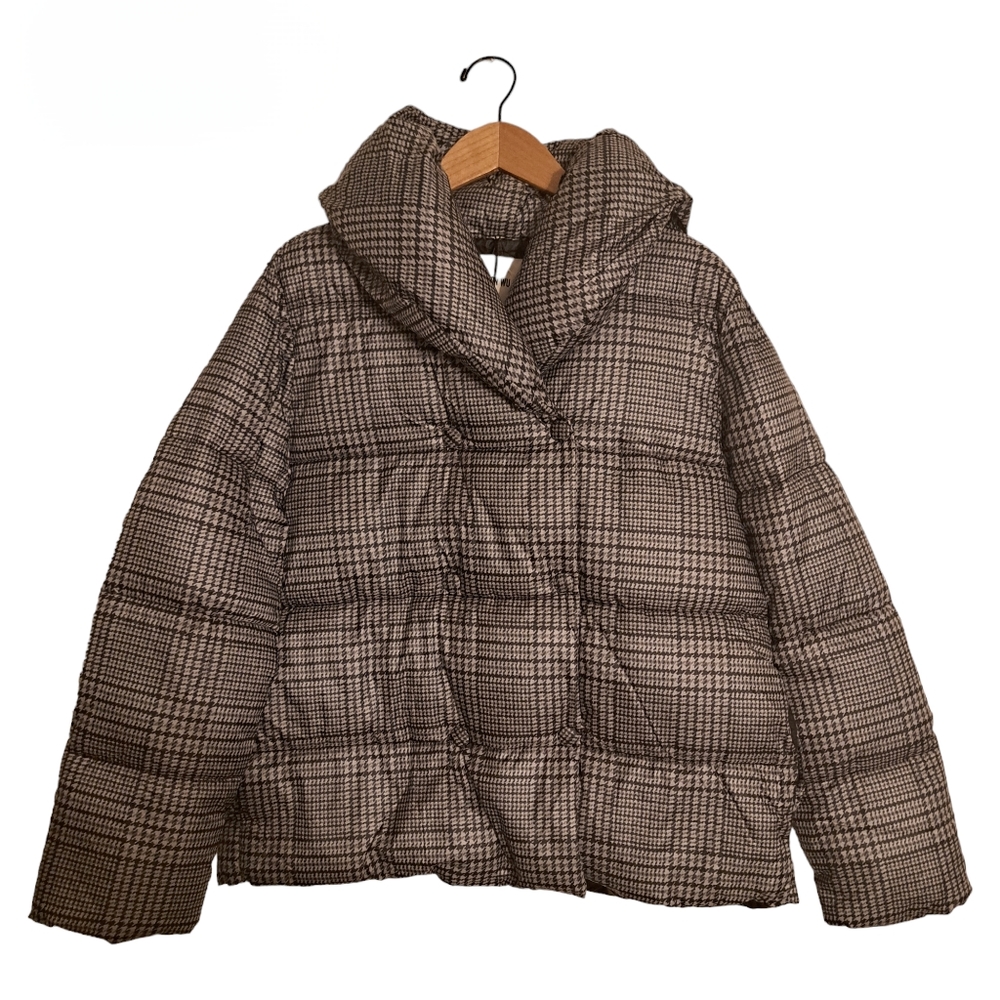 Jason Wu Gray Houndstooth Double Breasted Puffer Coat